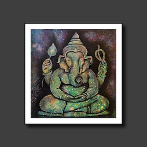 Galaxy Ganesha Painting Multicolored Ganesha Painting Ganesha Abstract Lord Ganesha Abstract Living Room Art Religious Art