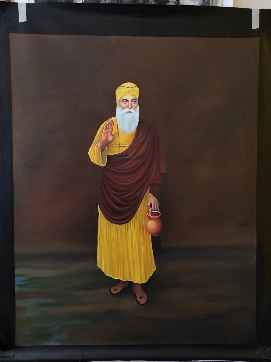 Guru Nanak Dev Ji Realistic Oil Painting, Waheguru, Sikhism Sikh Guru — free download
