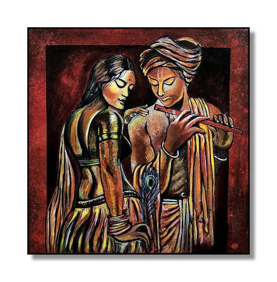 Radha Krishna Painting Lord Krishna and Radha Art Indian Etsy