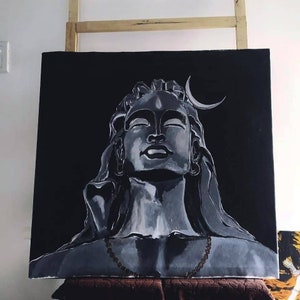Aadiyogi Shiva Painting Large Shiva Art Living Room Lord Shiva Acrylic Painting Shiva Abstract Religious Art Home Deco Art Hand painting art