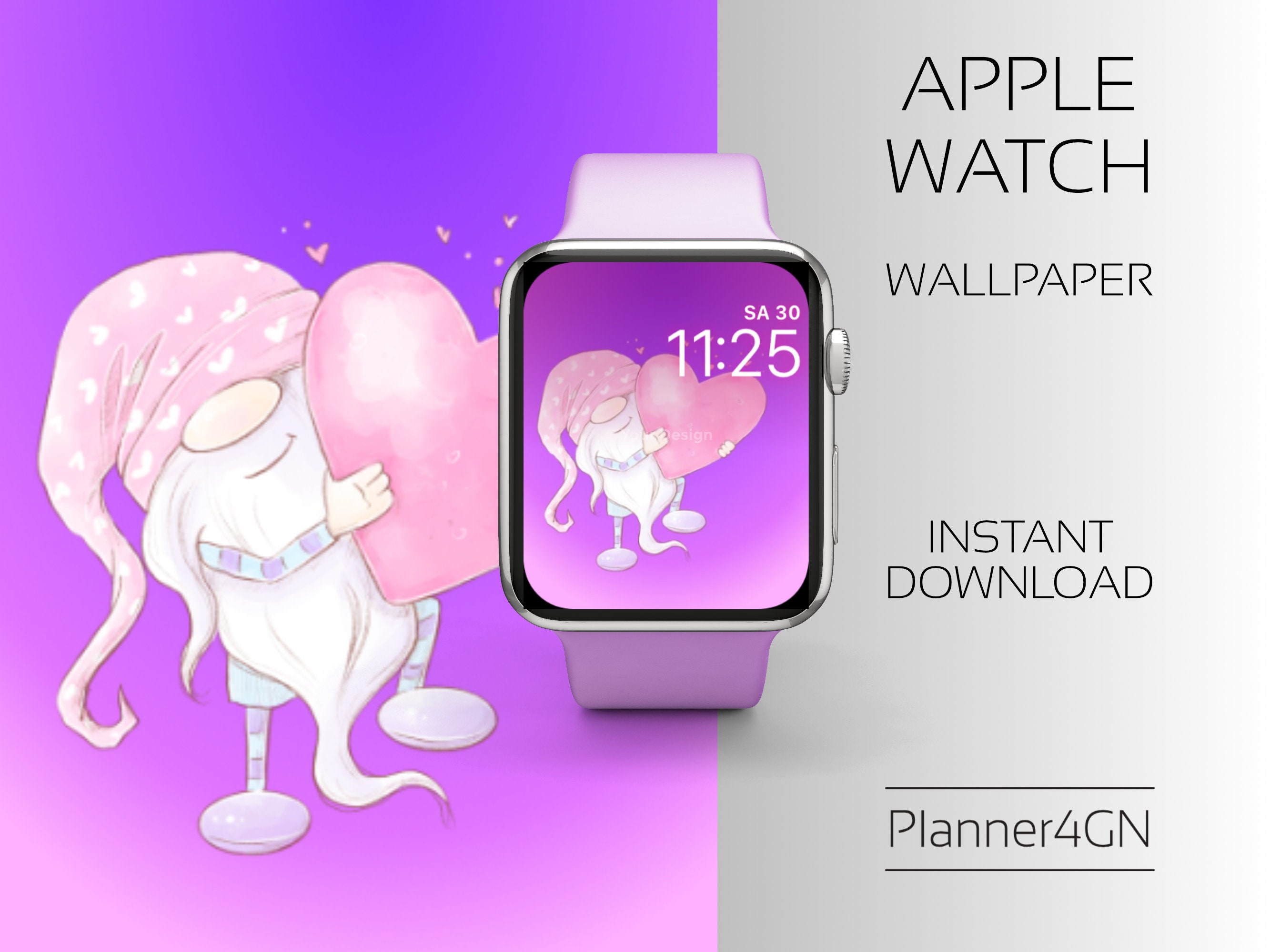 Apple Watch Wallpaper Valentine's Day Purple Apple Watch Etsy