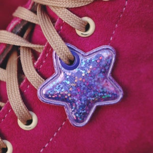 Purple Holographic Glitter Star Roller Skate Lace Charm