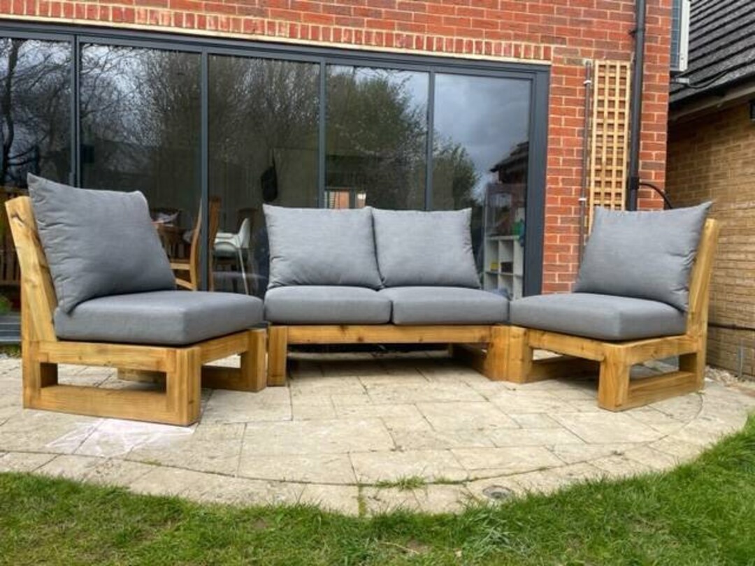 Solid Wood Garden Chair/lounger Patio Set rustic/industrial/chair