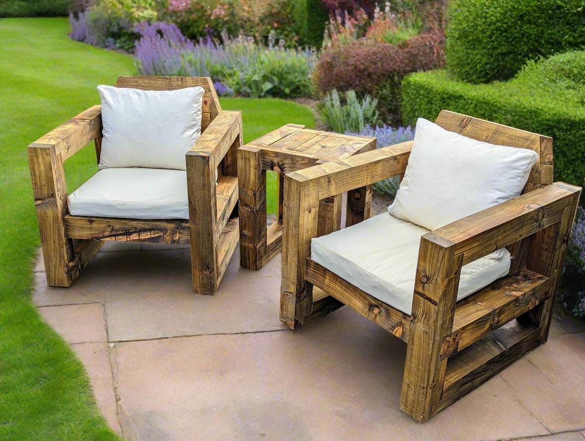 outdoor wood chair set