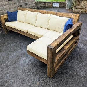 Solid Wood Garden L Sofa - 4 seat