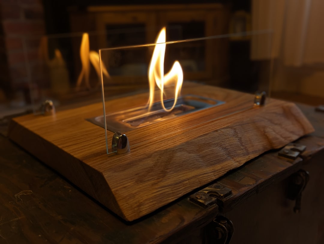 Large Solid Wood Tabletop Fireplace Desktop Fireplace Etsy UK