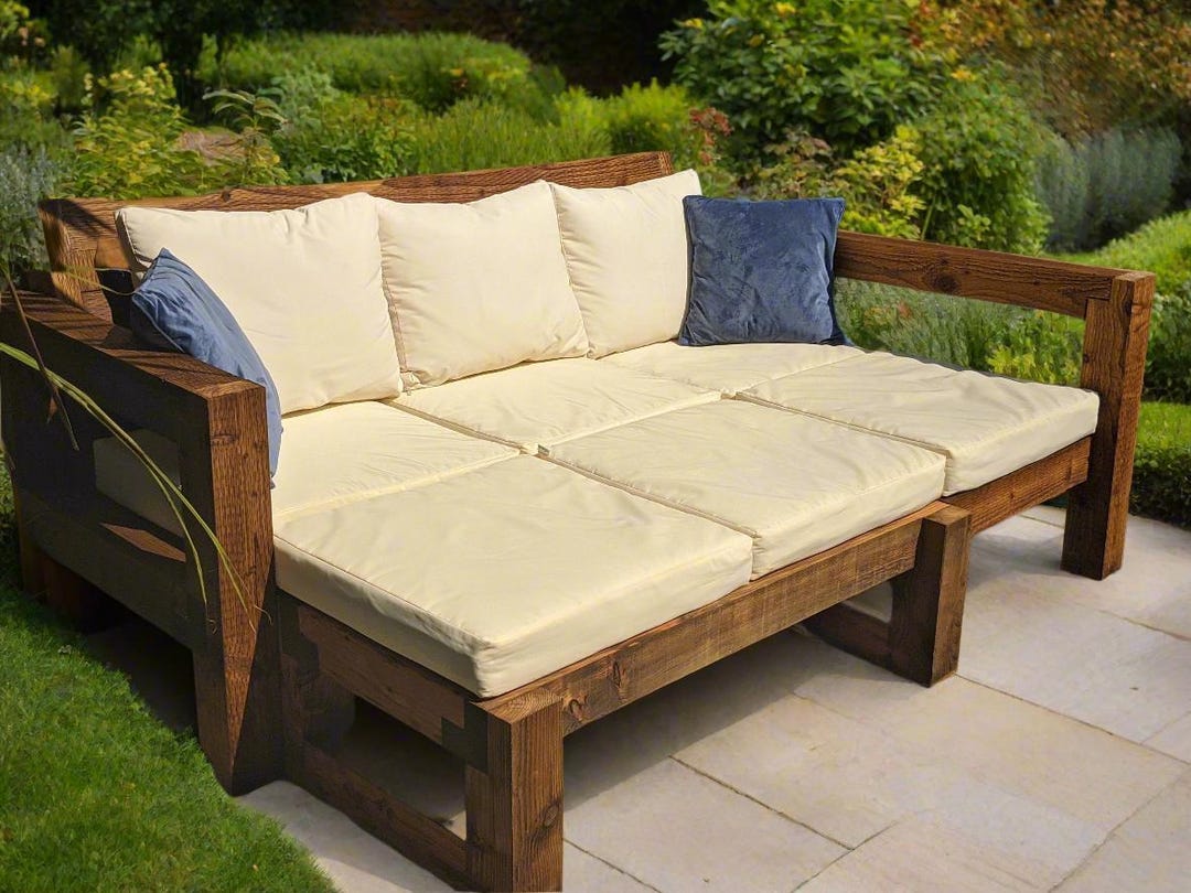 Rustic Outdoor Sofa Lodge Distressed Teak 2-Seater Outdoor Sofa
