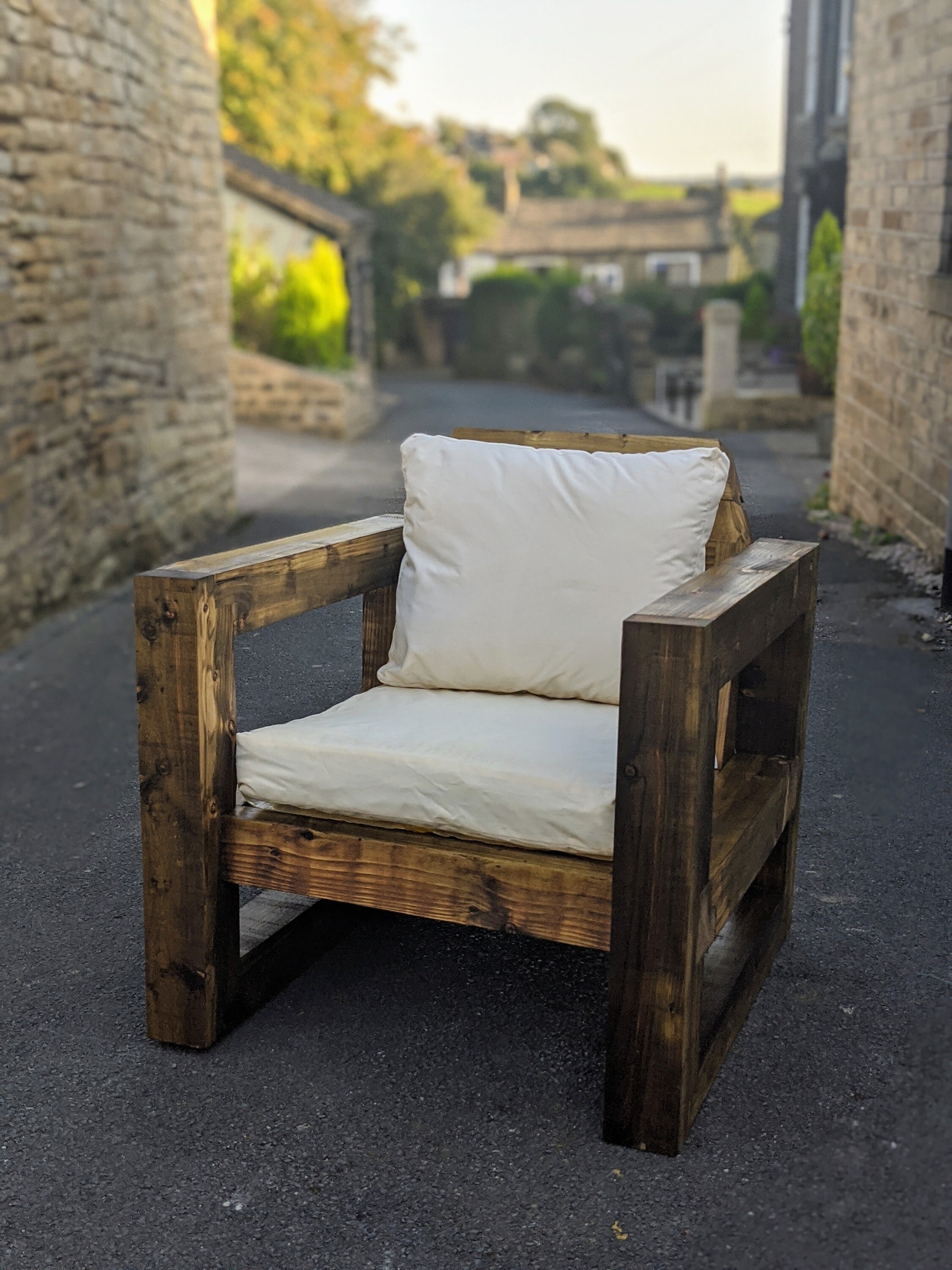Rustic/Industrial Solid Wood Garden Chair/Lounger Etsy