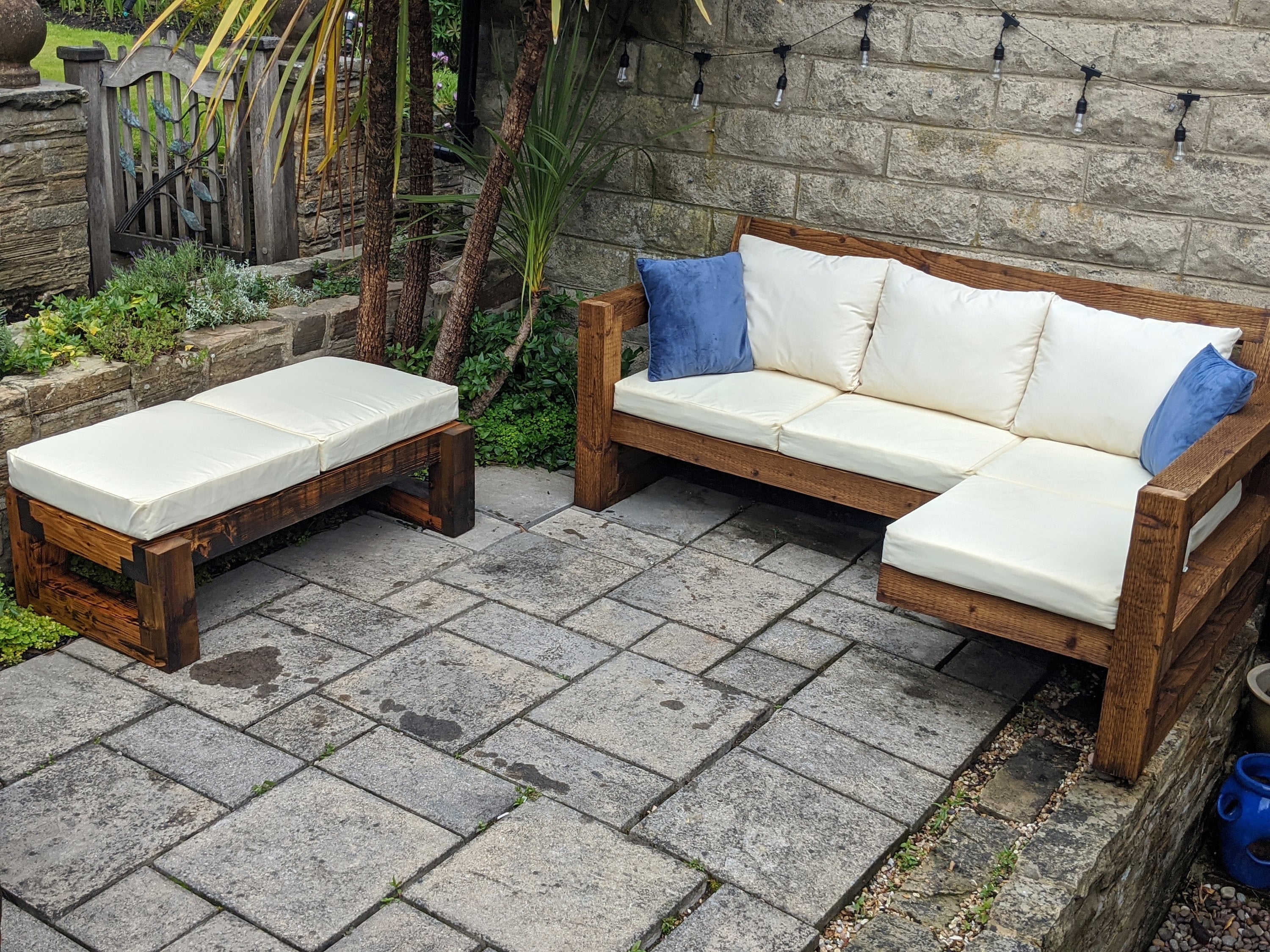 Solid Wood Garden Sofa daybed 3 5 Seat Etsy