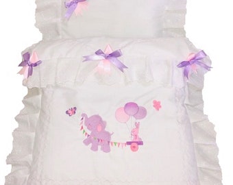 silver cross vintage pink cot bed quilt