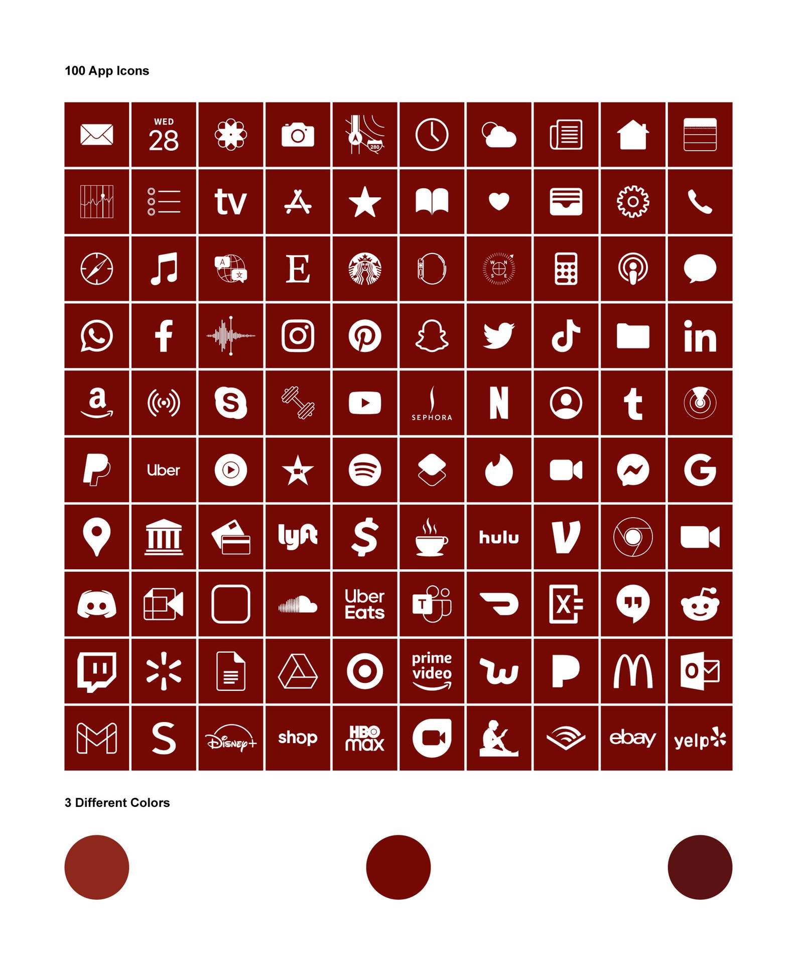 Dark Red Aesthetic App Icons for Iphone Ios 14 Wine Red Red - Etsy Canada