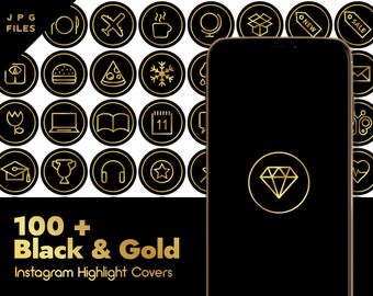 Icons Black And Gold Etsy