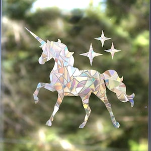 Unicorn and Stars Suncatcher, window sticker, rainbow suncatcher, kids present, gift for unicorn lover, window cling, rainbow unicorn cling