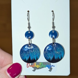 Boucles d'oreilles pendantes aurores boréales, bijoux aurores boréales, boucles d'oreilles aurore, boucles d'oreilles aurore boréale, cadeau de Noël, boucles d'oreilles bleues