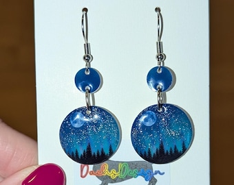 Northern Lights dangle earrings, northern lights jewellery, aurora earrings, aurora borealis dangly earrings, Christmas gift, blue earrings