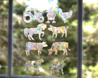 Ultimate Farm Animals Rainbow Suncatchers Bundle, window stickers, rainbow decal, kids decor, nursery items, gifts for kids, pretty stickers