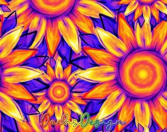 Sunflower floral seamless pattern, retro design, flowers design, seamless floral pattern, pretty flowers, bright seamless sunflowers design