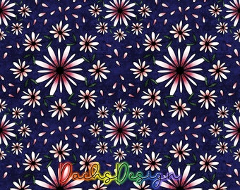Daisies seamless pattern on navy, floral design, flowers pattern, seamless floral pattern, pretty flower pattern, winter seamless for kids