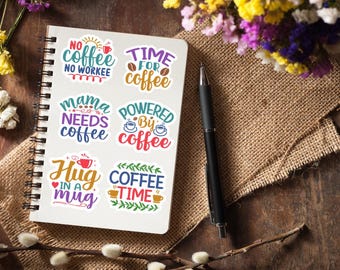 Coffee Quotes Vinyl Stickers, stickers for coffee lovers, coffee decals, coffee lover gift, coffee stickers, laptop sticker, coffee gift