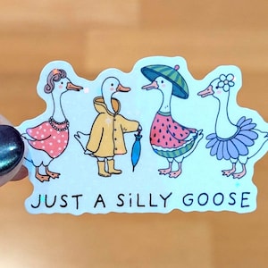 Silly Goose Glittery Sticker: Playful Laptop Decal