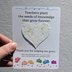 Heart shaped seeded wildflower paper teacher or teaching Rainbow -Marigolds
