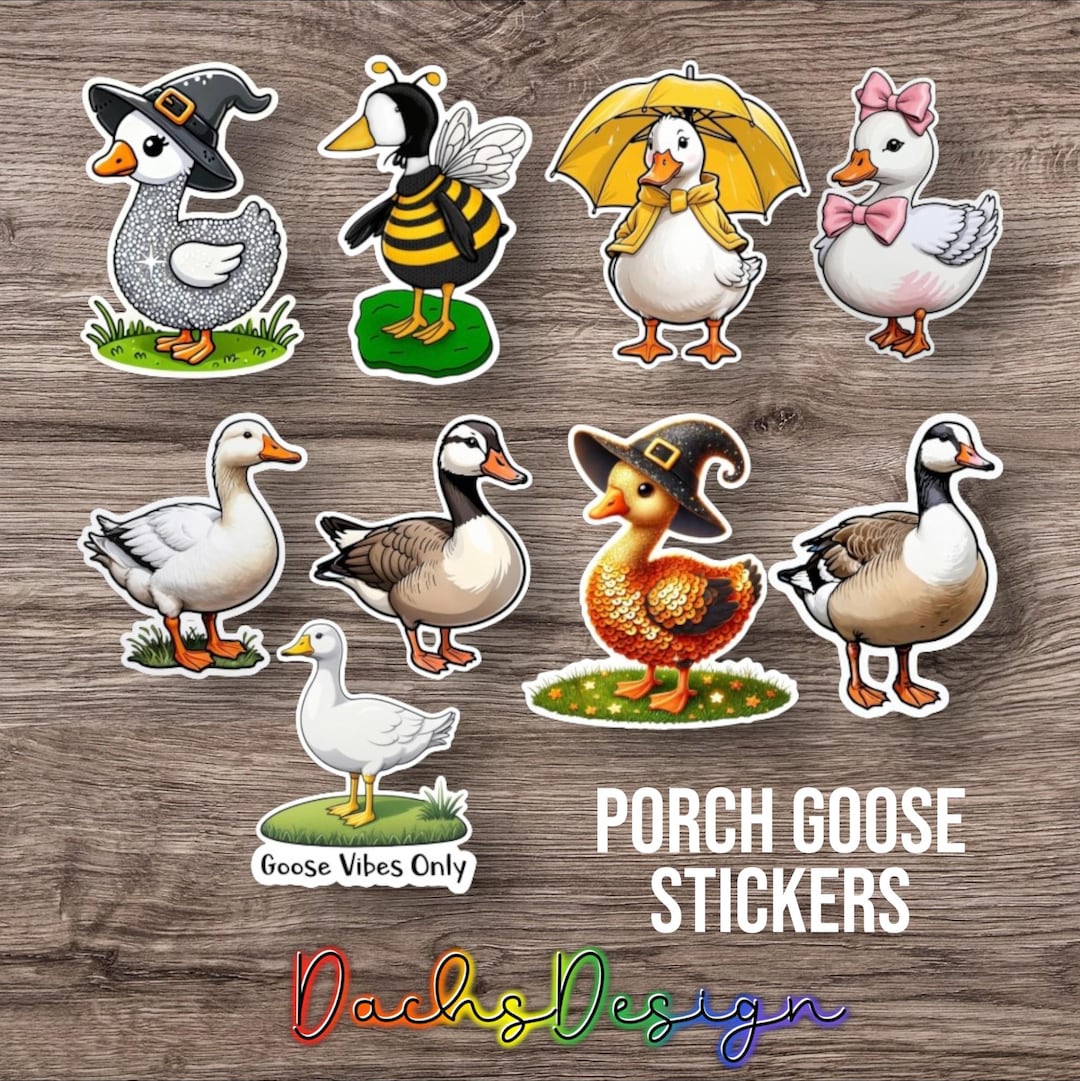 Sticker Bundle Goose Porch Goose Stickers, Vinyl Porch Goose Stickers, Raingear Goose ...