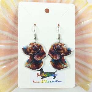 Colourful Dachshund Dangly Earrings: Handmade Doxie Jewellery