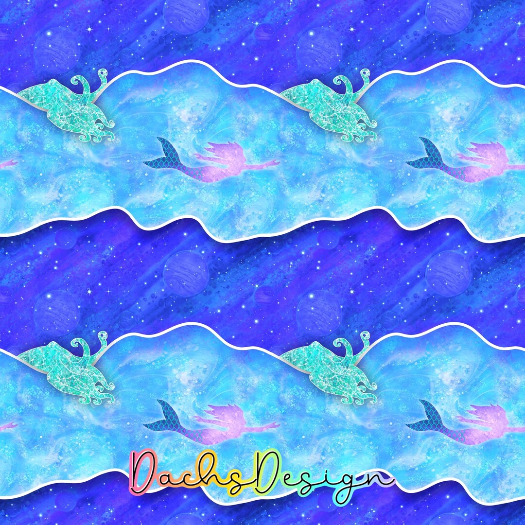 Mermaid Octopus Seamless Pattern: Sea Theme Fabric Design, 300DPI JPEG ...