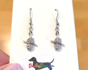 Silver Violin Charm Earrings: Music Lover Jewellery