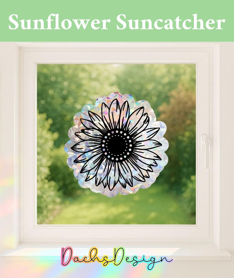 Sunflower Rainbow Suncatcher: Removable Window Decal image 1