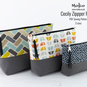 Cecily Zipper Pouch PDF Sewing Pattern / Sewing Tutorial / Toiletry Bag / Cosmetic Bag / 3 Sizes / DIY / Instant Download / Project Pouch