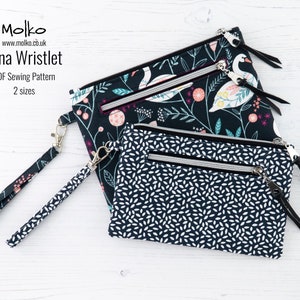 Lena Wristlet PDF Patrón de costura / Tutorial de costura / Bolsa con cremallera / Bolso clutch con cremallera / 2 tamaños / BRICOLAJE / Descarga instantánea / Patrón de bolso