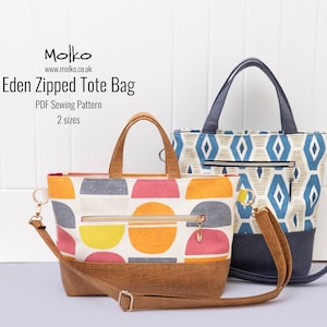 Sac fourre-tout zippé Eden PDF Patron de couture / Tutoriel de couture / Patron de sac à main / 2 tailles / Créations DIY / Téléchargement immédiat / Projet de couture