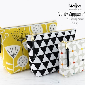 Verity Zipper Pouch PDF Sewing Pattern / Sewing Tutorial / Toiletry Bag / Cosmetic Bag / 3 Sizes / DIY / Instant Download / Project Pouch