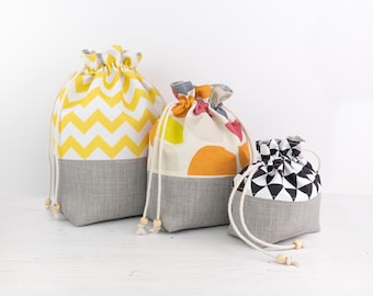 Pippa Drawstring Bag PDF Sewing Pattern / Sewing Tutorial / Knitting Bag Pattern / 3 Sizes / DIY / Instant Download / Easy Sewing Project