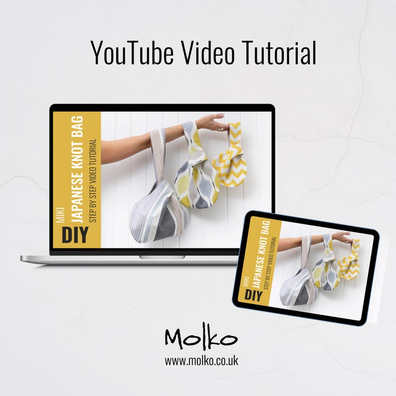 Bolso de nudo japonés Miki / Patrón de costura en PDF + Videotutorial / Bolso para principiantes / 3 tamaños imagen 3