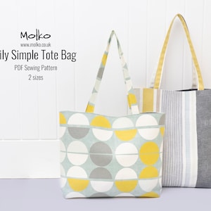 Lily Simple Tote Bag PDF Sewing Pattern / Sewing Tutorial / Handbag Purse Pattern / 2 Sizes / DIY / Instant Download / Easy Sewing Project