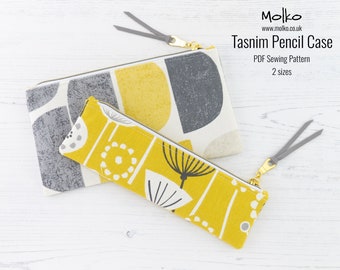 Tasnim Pencil Case PDF Sewing Pattern / Sewing Tutorial / Flat Zipper Pouch / Cosmetic Bag / 2 Sizes / DIY / Instant Download / Project Bag