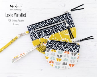 Lexie Wristlet PDF Sewing Pattern / Sewing Tutorial / Zipper Pouch / Zipped Clutch Bag / 2 Sizes / DIY / Instant Download / Purse Pattern