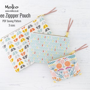 Esmee Zipper Pouch PDF Patron de couture / Tutoriel de couture / Project Bag / Zipper Purse / Cosmetic Bag / 3 Sizes / DIY Craft / Instant Download