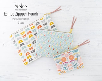 Esmee Zipper Pouch PDF Sewing Pattern / Sewing Tutorial / Project Bag / Zipper Purse / Cosmetic Bag / 3 Sizes / DIY Craft / Instant Download