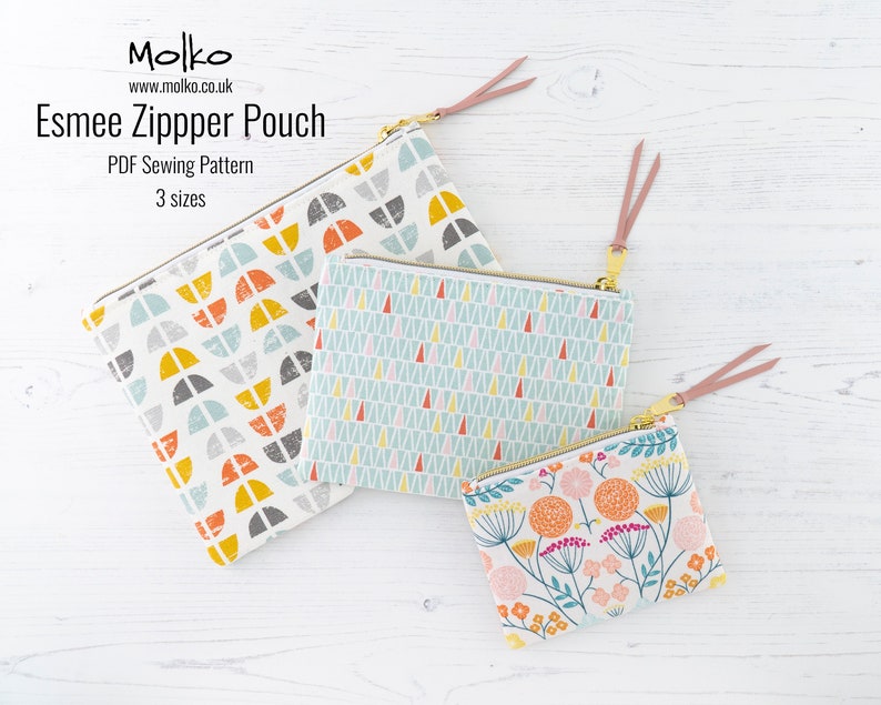 Esmee Zipper Pouch PDF Sewing Pattern / Sewing Tutorial / Project Bag / Zipper Purse / Cosmetic Bag / 3 Sizes / DIY Craft / Instant Download image 1