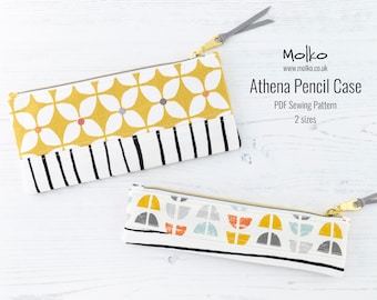 Athena Pencil Case PDF Sewing Pattern / Sewing Tutorial / Flat Zipper Pouch / Cosmetic Bag / 2 Sizes / DIY / Instant Download / Project Bag