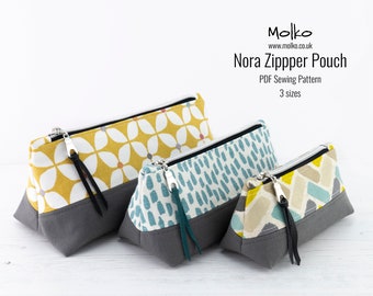 Nora Zipper Pouch PDF Sewing Pattern / Sewing Tutorial / Toiletry Bag / Cosmetic Bag / 3 Size / DIY Craft / Instant Download / Project Pouch