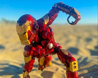 Superhero Movie Inspired,Handmade Recycled Metal Art Statue Fully Custom Painted.Made from Nuts,Bolts,Bits and Pieces