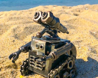 Handmade Recycled Metal Art Statue,Wall E Cartoon Inspired.Made from Nuts,Bolts,Bits and Pieces