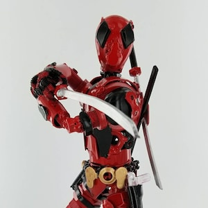 DEADPOOL Superhero Handmade Recycled Metal Art Statue Fully Custom Painted Comic Book & Movie Inspired Made from Nuts,Bolts,Bits and Pieces.