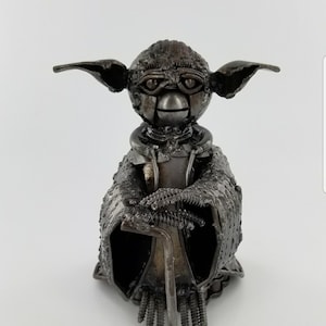Handmade YODA,STAR WARS Inspired Metal Art Statue,Handpainted Scrap Sculpture.Made from Nuts,Bolts,Bits and Pieces