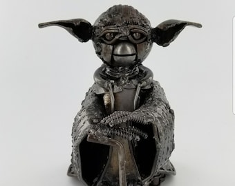 Handmade YODA,STAR WARS Inspired Metal Art Statue,Handpainted Scrap Sculpture.Made from Nuts,Bolts,Bits and Pieces