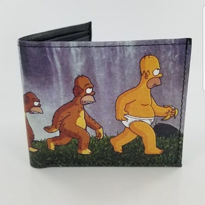 Handgemaakte tweevoudige lederen Homer Simpson Cartoon Geïnspireerde Wallet.Fully Laserprinted